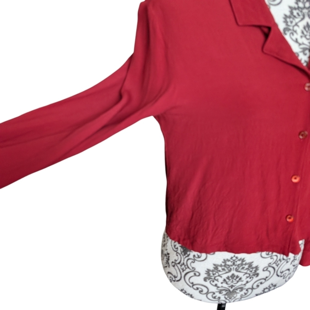 Aritzia Wilfred Free Blouse Women XS Red Button Down - Picture 7 of 11